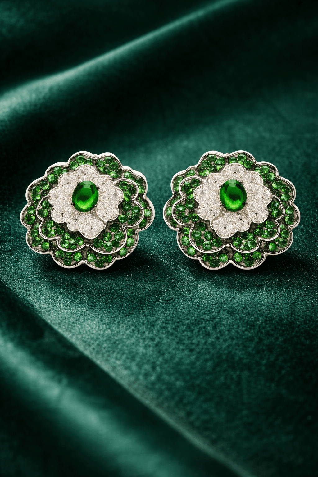 Emerald Royale Floral Stud Earrings