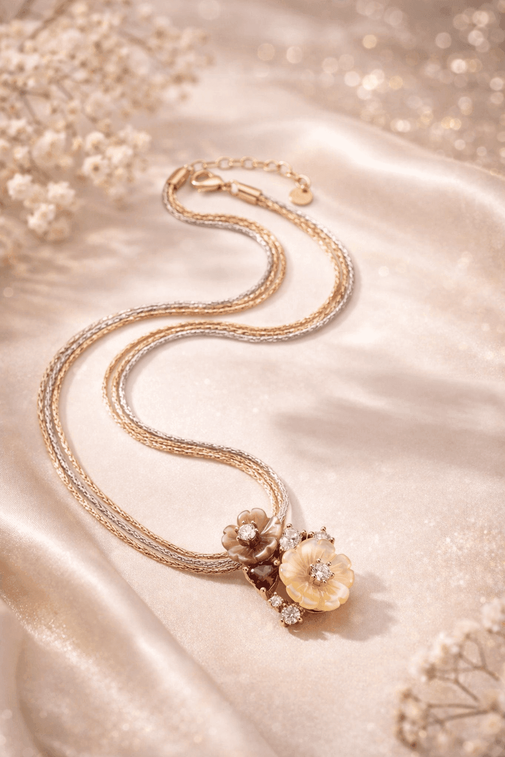 Silvpop Golden Meadow Blossom Pendant Set