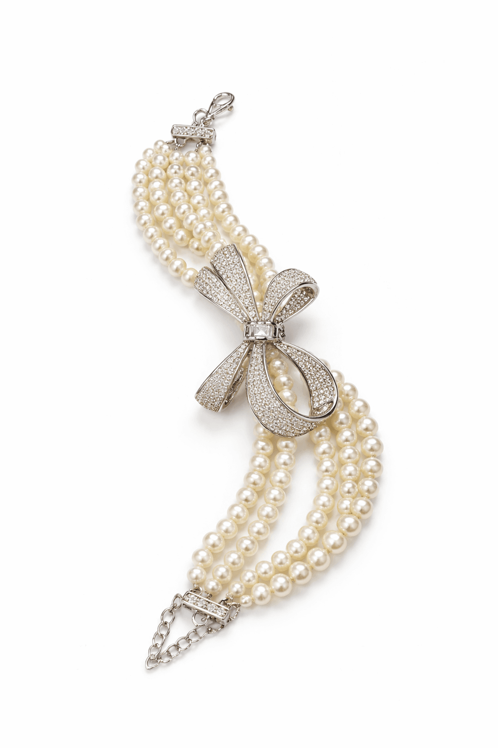 Pearl Cascade Bow Bracelet - alternate view