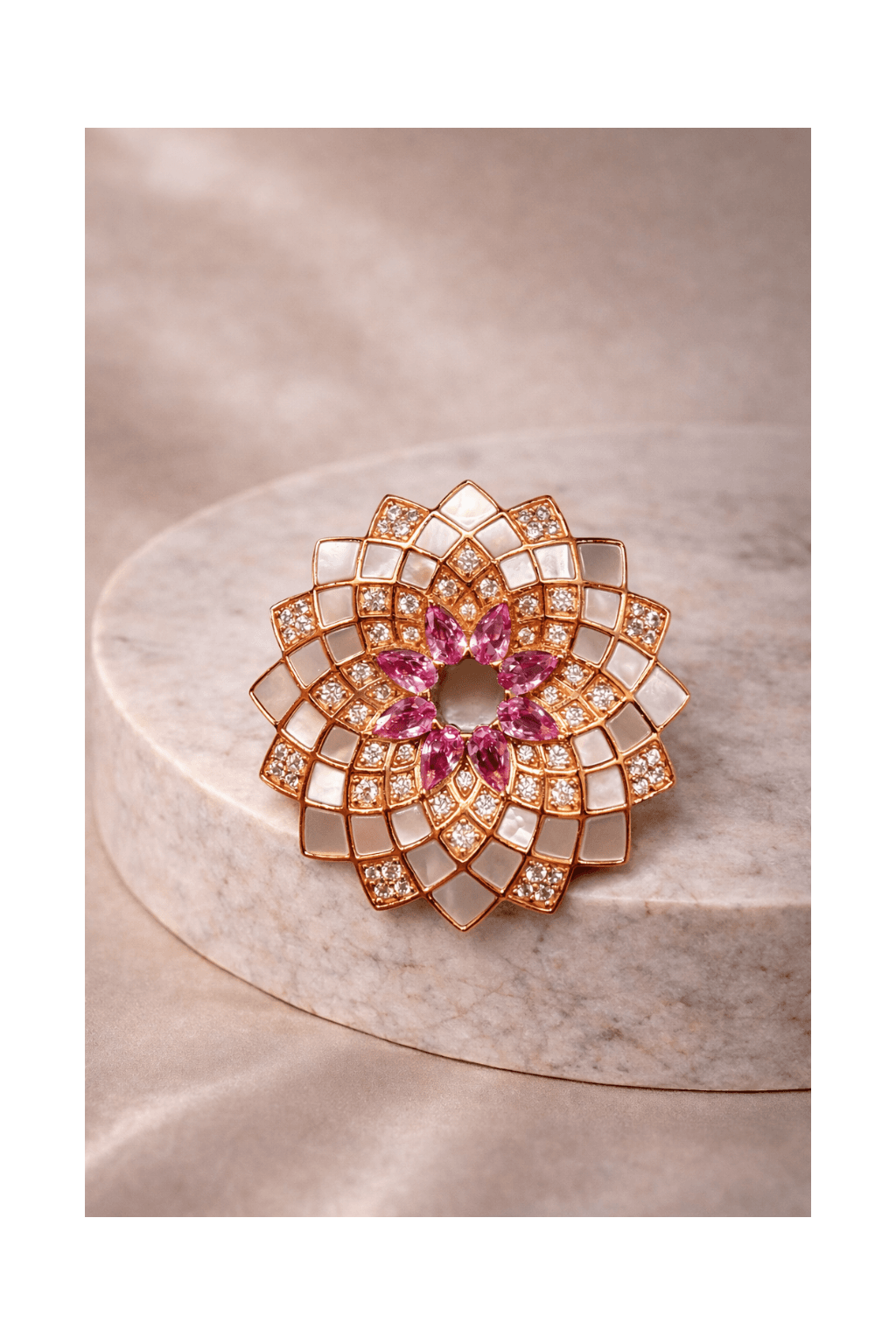 Rosé Mosaic Floral Brooch