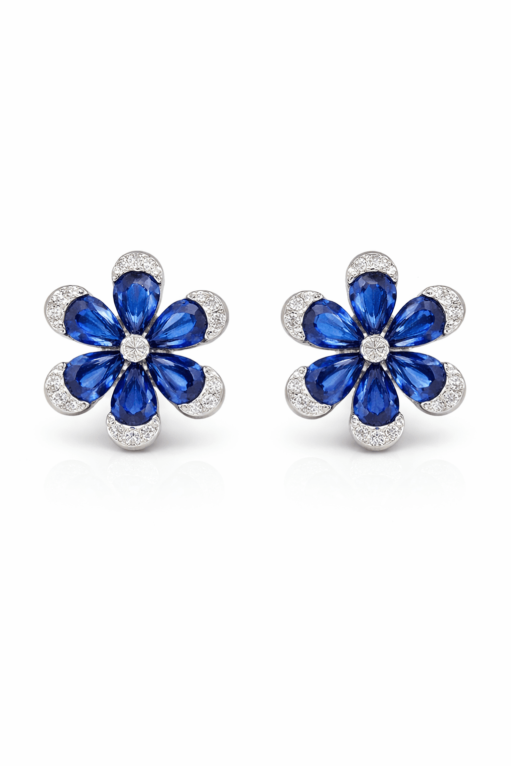 Sapphire Bloom Crystal Stud Earrings - alternate view