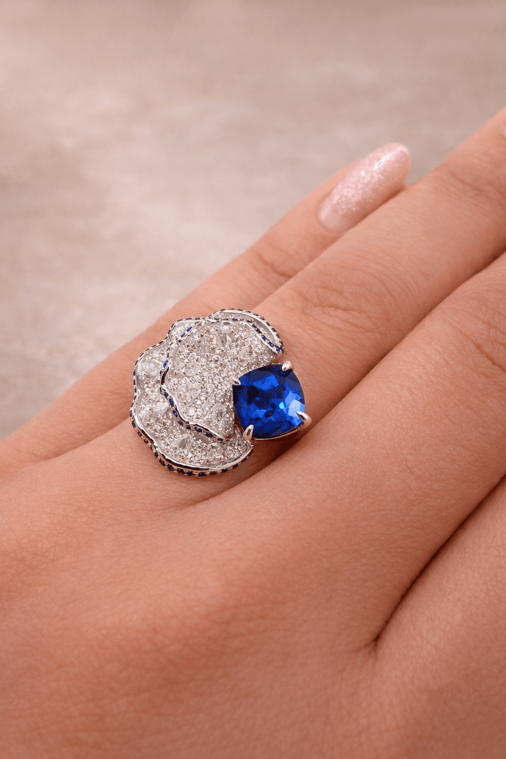 Sapphire Wave Cocktail Ring