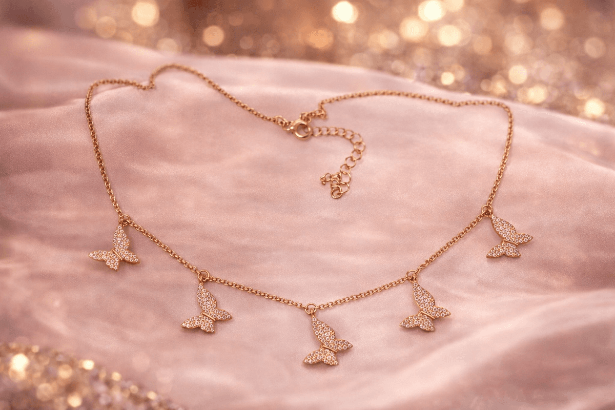 Silvpop Butterfly Charm Crystal Necklace