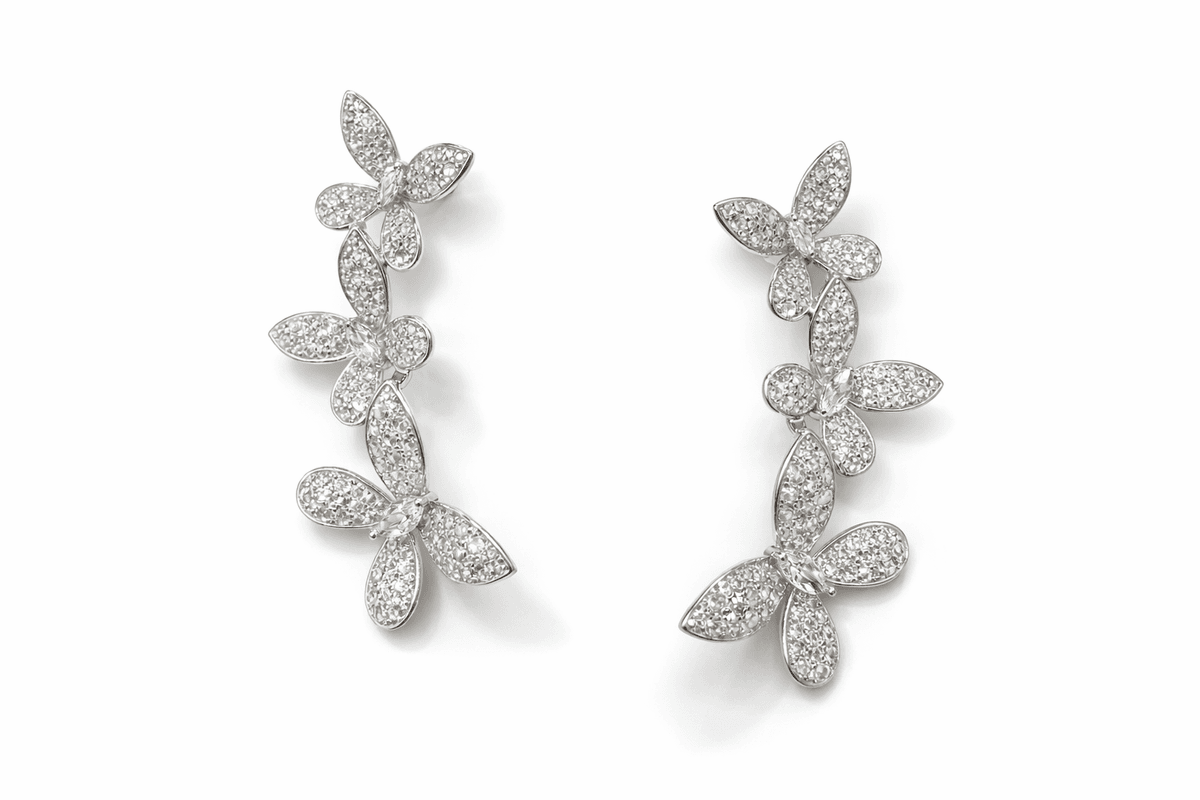 Silvpop Crystal Bloom Vine Earrings - alternate view