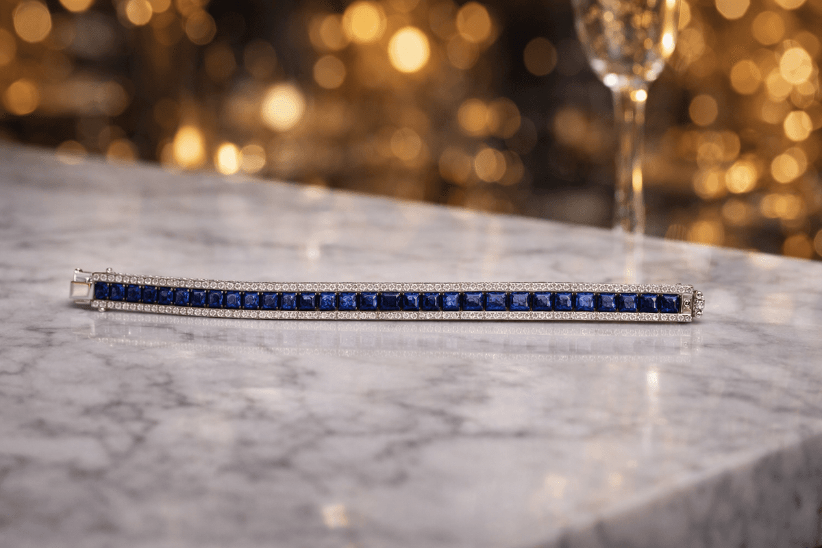 Silvpop Sapphire Line Crystal Bracelet