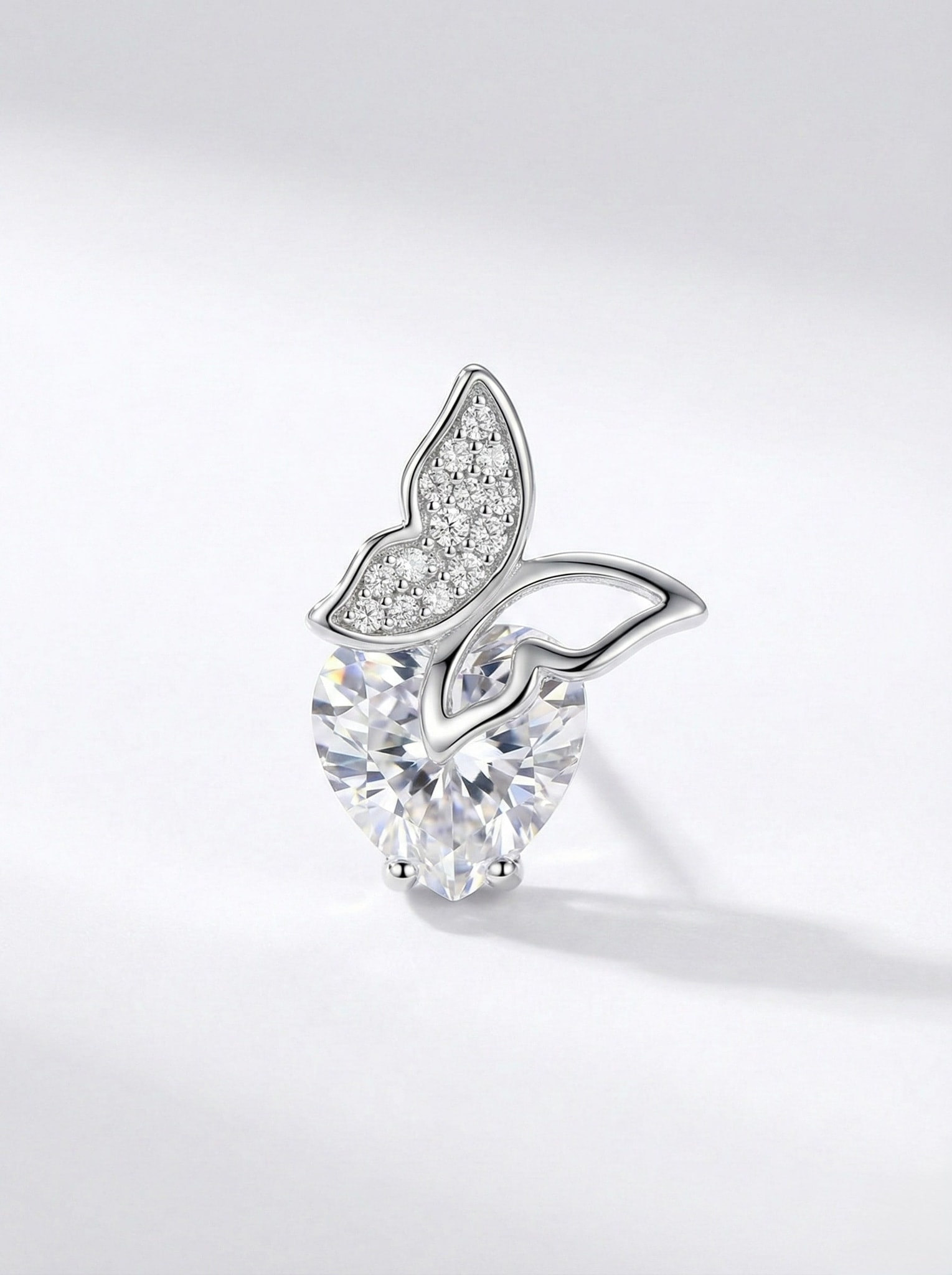 Crystal Butterfly Heart Pendant - alternate view