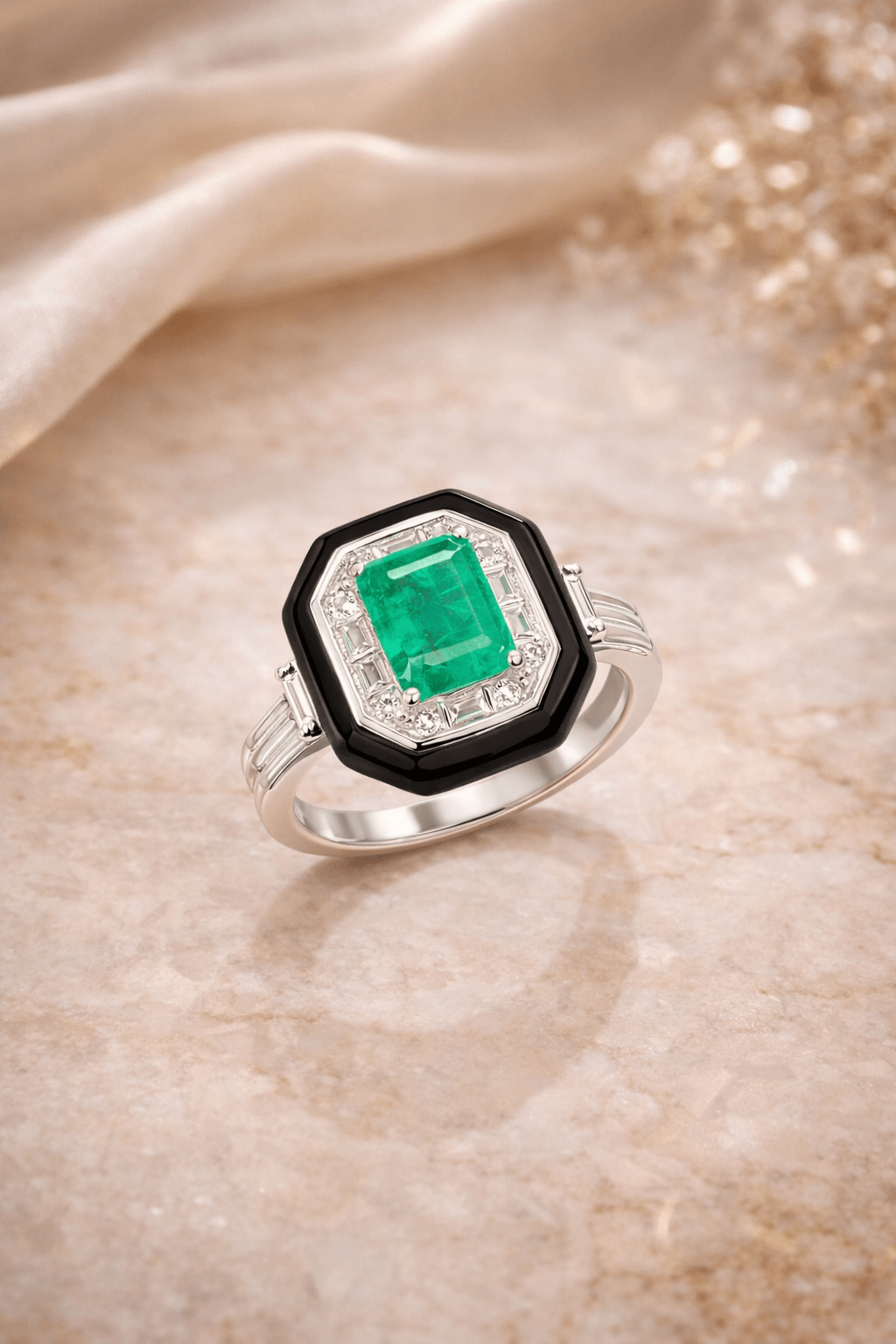 Emerald Noir Statement Ring