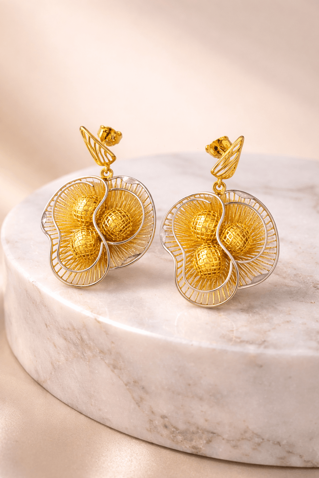 Golden Bloom Statement Earrings