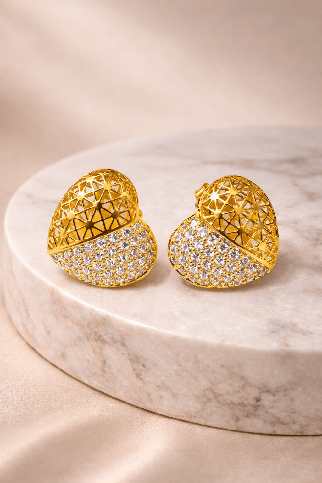 Heart Pavé Stud Earrings