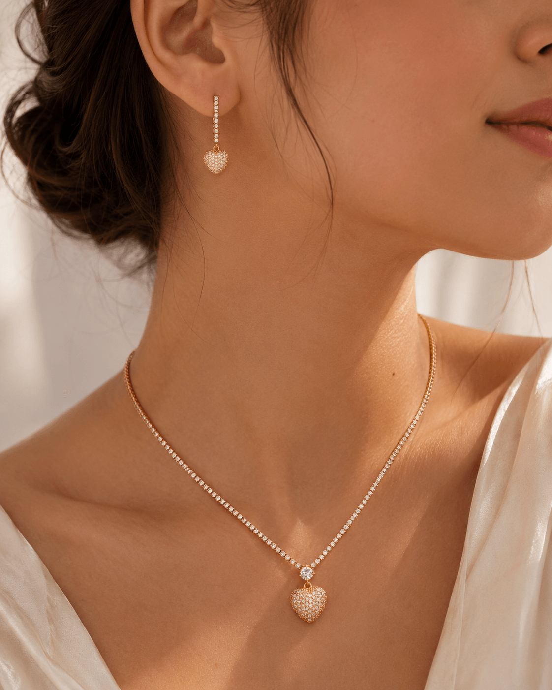 Mosaïque Cœur Lumière Pendant Set